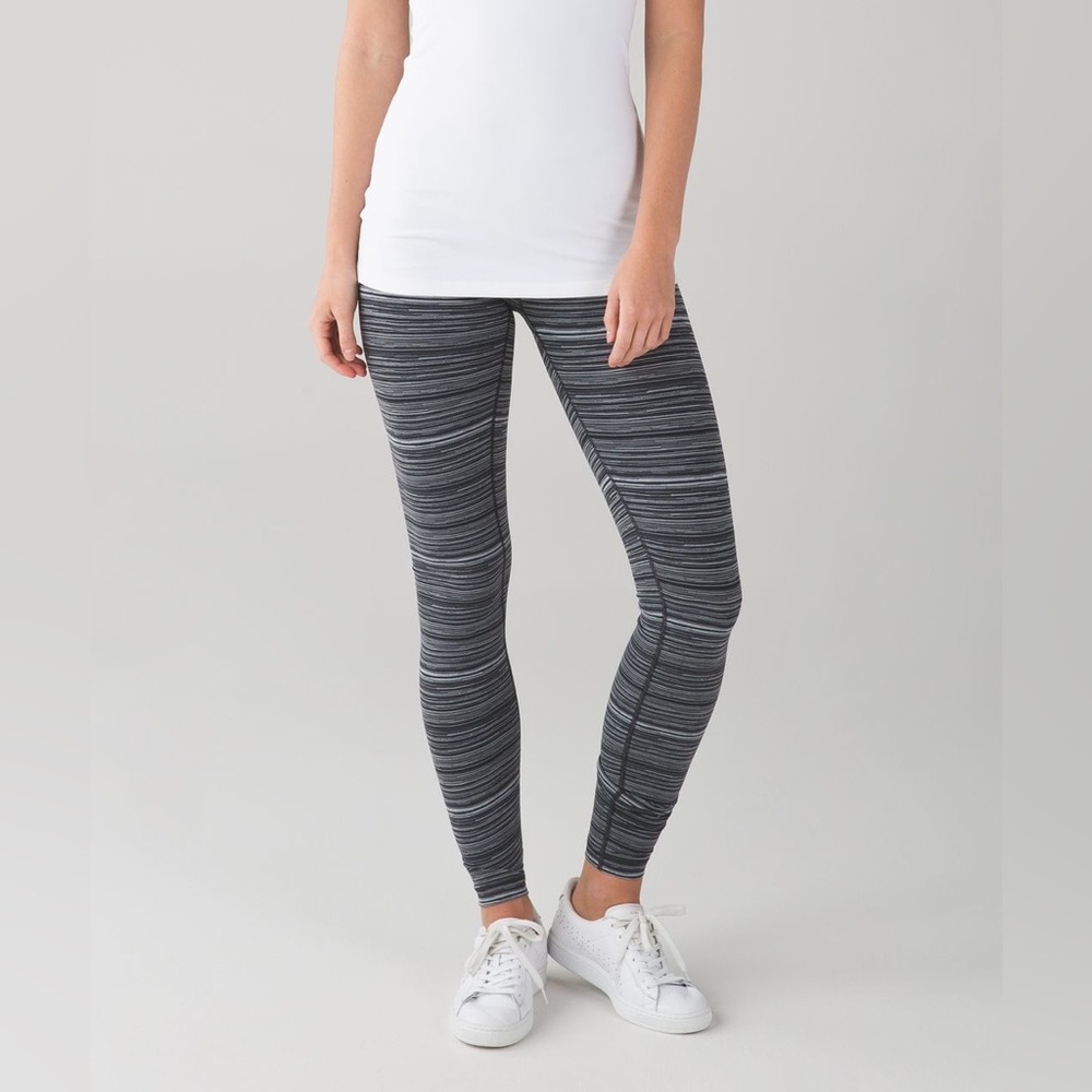 Lululemon Wunder Under Pant III Cyber Stripe Deep Coal Black Size 12